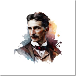 NIKOLA TESLA WATER COLOR PORTRAIT Posters and Art